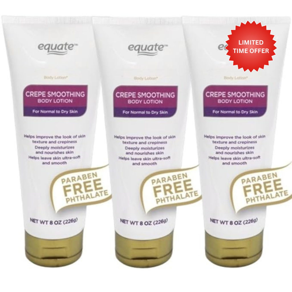 Equate Crepe Smoothing Body Lotion for Normal to Dry Skin, Paraben Free, 8 oz, 3 Pack