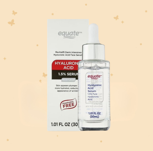Equate Hyaluronic Acid Serum, 1.5% Pure Hyaluronic Acid, Fragrance Free, Dermatologist Tested, 1.01 FL OZ