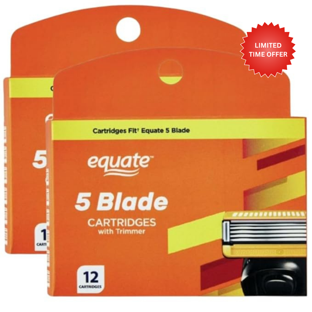 Equate 5 Blade Cartridges with Trimmer, 12 Count, Compatible with Equate 5 Blade Handles