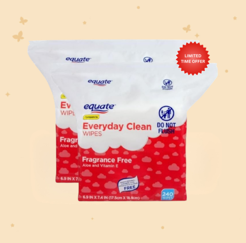 Equate Everyday Clean Baby Wipes, Fragrance Free with Aloe and Vitamin E, 240 Count (2 Pack)
