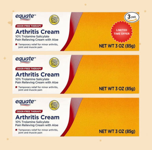 Equate Arthritis Cream, 10% Trolamine Salicylate with Aloe, 3 oz (3 Pack)