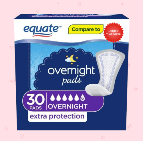 Equate Women's Incontinence Pads, Overnight (30 Count)