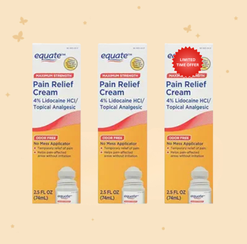 Equate Max Strength Lidocaine Pain Relief Cream for Body Aches, 2.5 fl. oz. (3 Pack)