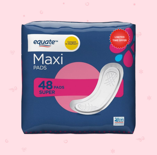 Equate Maxi Pads, Super Absorbency, 48 Count, Made in USA