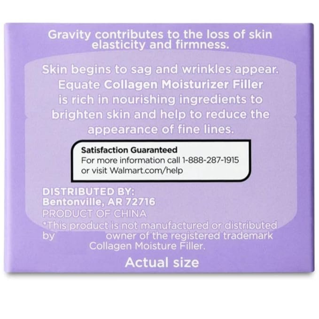 Equate Collagen Moisture Filler Daily Moisturizer, 1.7 oz, Hydrating Cream for Fine Lines and Firmness (2 Pack)