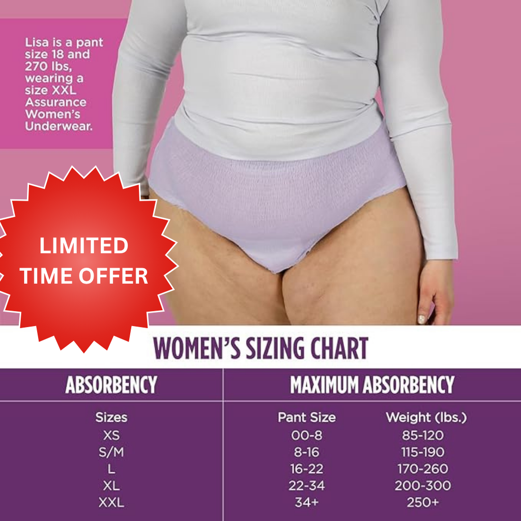 Assurance Women's Incontinence & Postpartum Underwear, 2XL, Maximum Absorbency (54 Count)