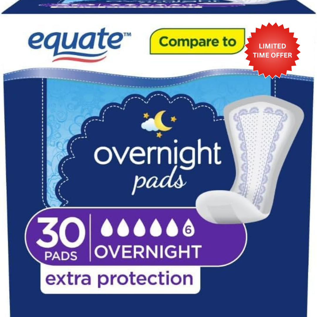 Equate Women's Incontinence Pads, Overnight (30 Count)