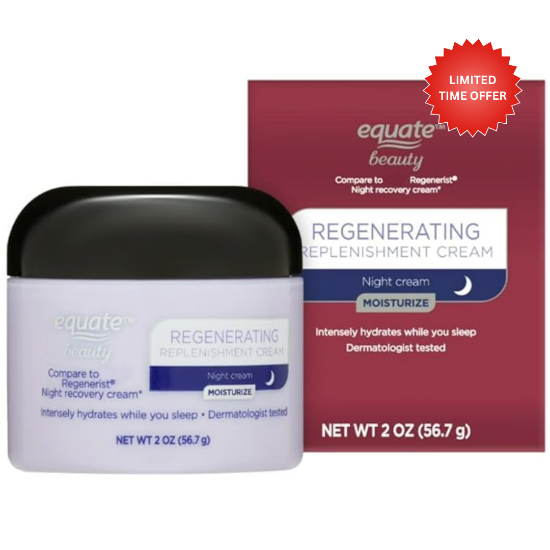 Equate Regenerating Replenishment Night Cream for Moisturizing Face Care, 2 oz, Night Recovery Cream