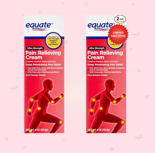 Equate Ultra Strength Pain Relieving Cream Muscle Rub, 4-Ounce Tube (2 Pack)