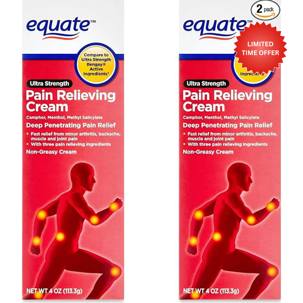Equate Ultra Strength Pain Relieving Cream Muscle Rub, 4-Ounce Tube (2 Pack)
