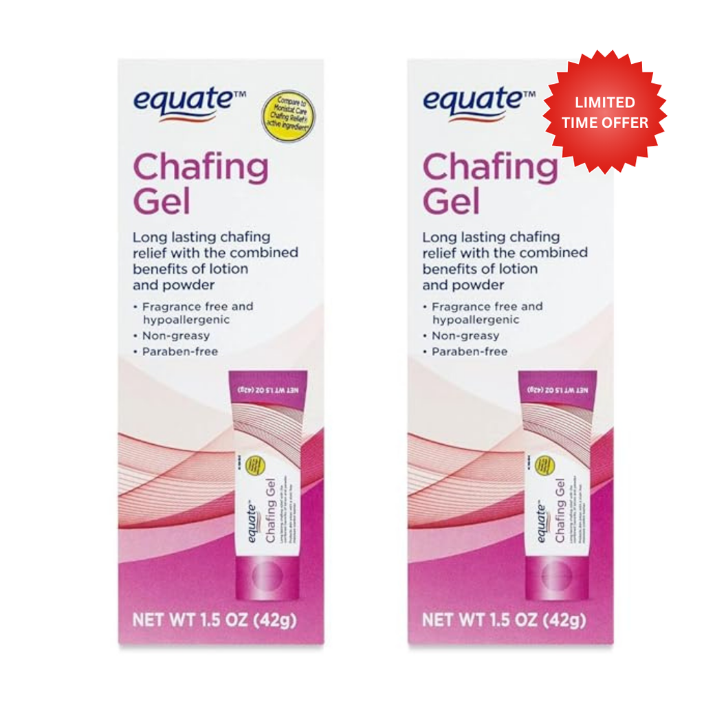 Equate Chafing Relief Gel, Anti-Chafe Protection, Fragrance/Talc/Paraban Free Chafing Gel, 1.5 Oz, (2 pack)