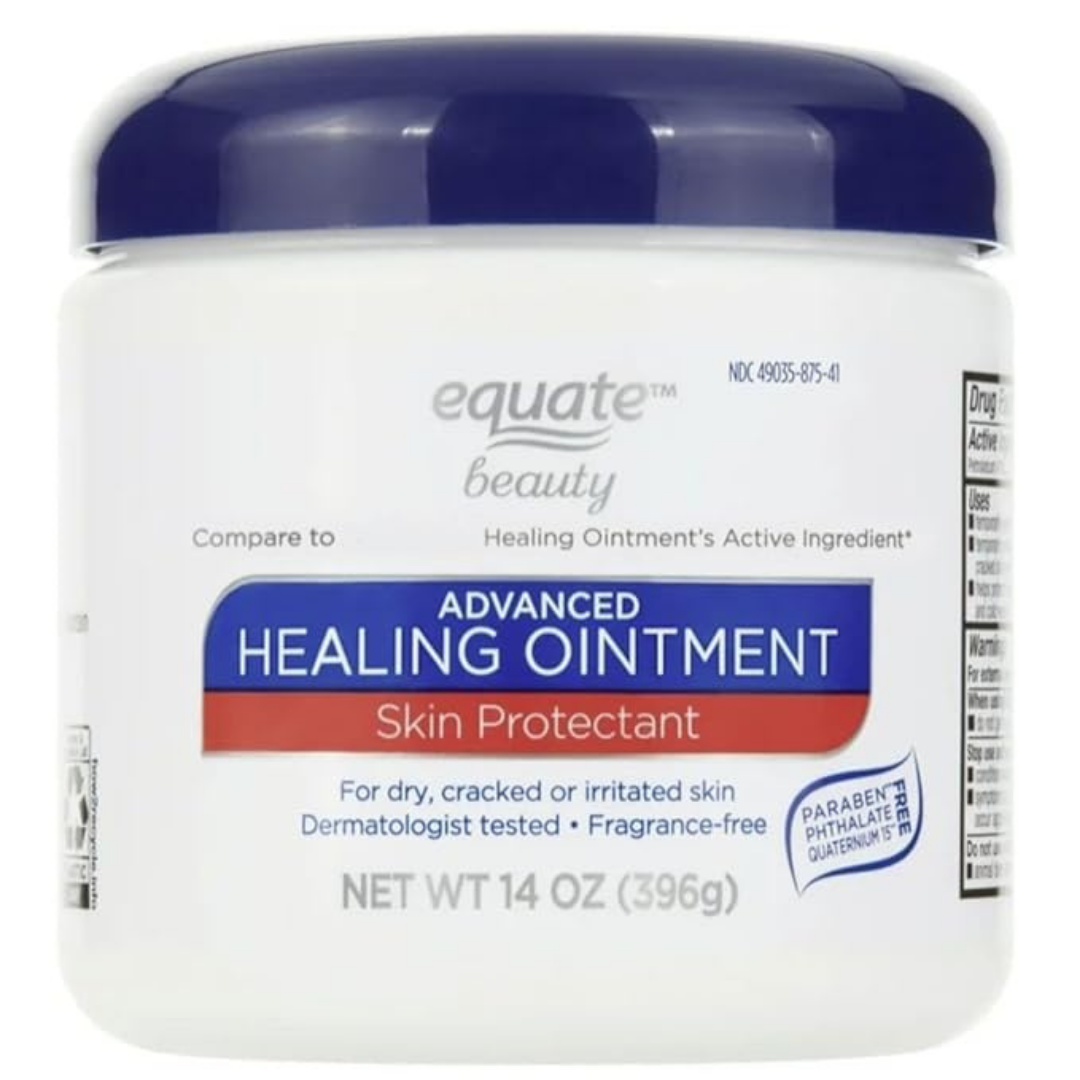 Equate Healing Ointment, Advanced Therapy Skin Protectant, Multi-Purpose Healing Ointment and Body Moisturizer, Holiday Gifts for Self Care, 14 Oz Jar (3 Pack)