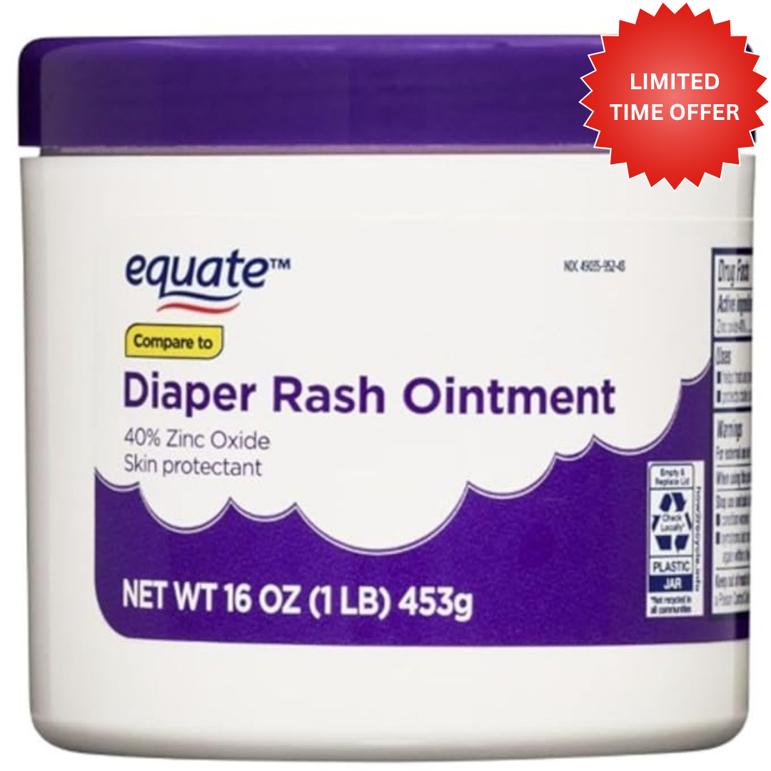 Equate Diaper Rash Ointment, 40% Zinc Oxide Skin Protectant, Paraben Free, Hypoallergenic, 16 oz, 3 Pack
