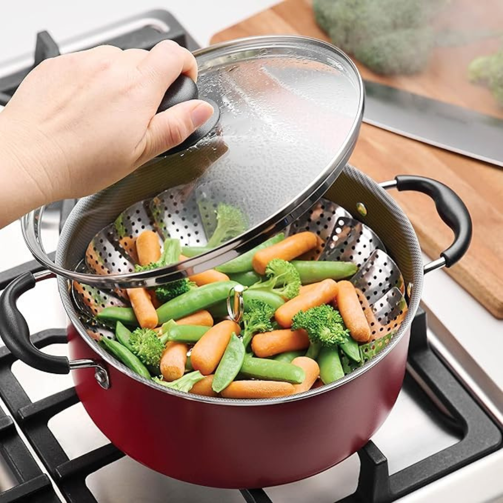 Tramontina 18 Piece Nonstick Cookware Set - Red - Aluminum Construction, Dishwasher Safe, Compatible with Gas, Electric, Ceramic Cooktops - Includes Sauté Pans, Griddle, Dutch Oven, Cooking Utensils