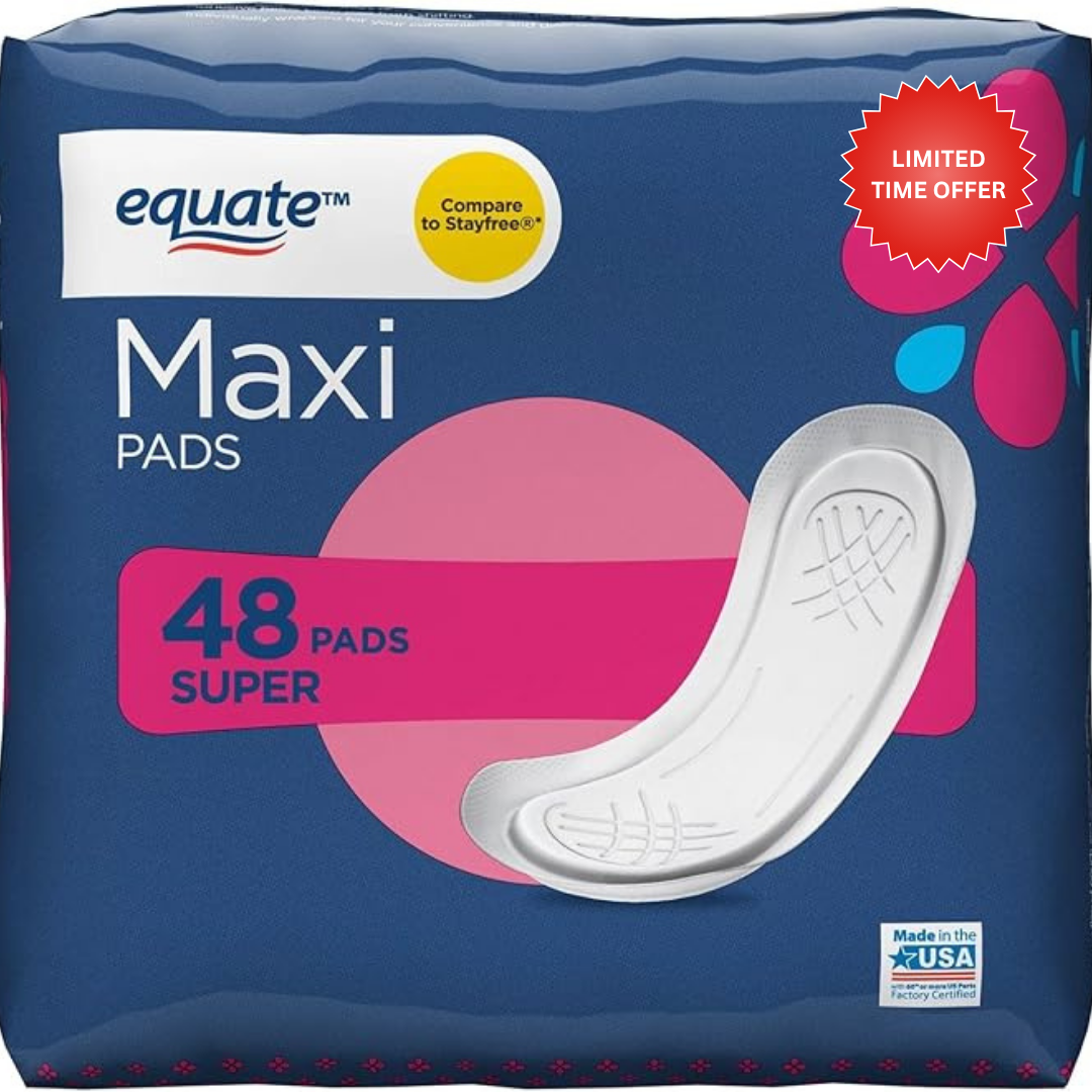 Equate Maxi Pads, Super Absorbency, 48 Count, Made in USA