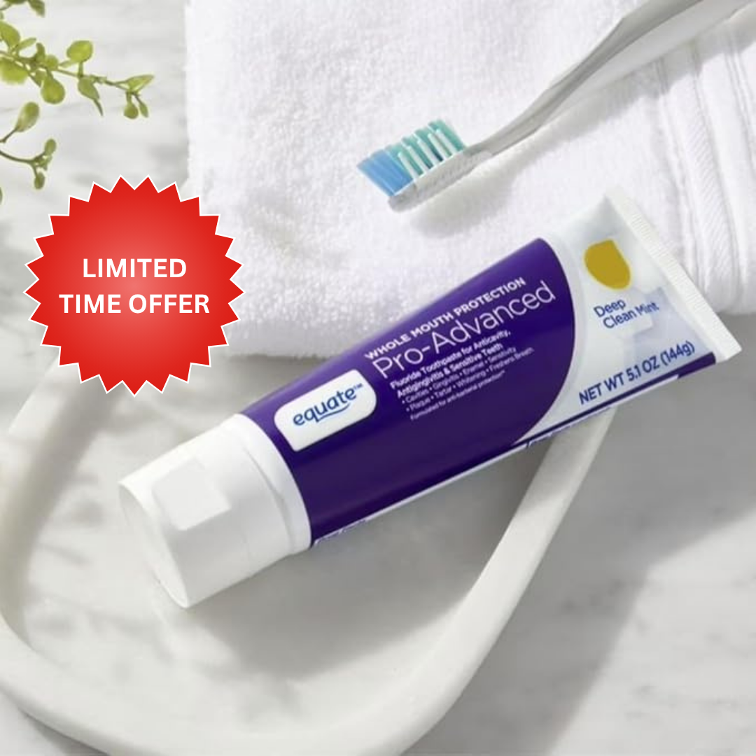 Equate Pro-Advanced Whole Mouth Protection Fluoride Toothpaste, Deep Clean Mint, 5.1 oz, 2 Pack