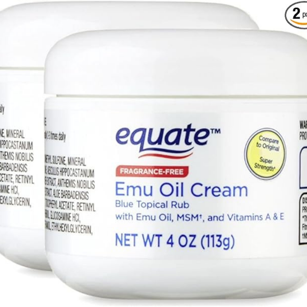 Equate Emu Oil Cream Blue Topical Rub, 4 oz, (2 Pack)