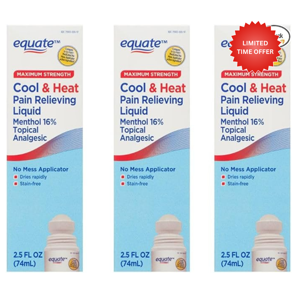 Equate Max Strength Cool & Heat, Joint Pain Relief, 2.5 fl. oz (3 Pack)