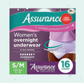 Assurance Women's Incontinence & Postpartum Underwear, S/M, Overnight Maximum Absorbency (16 Count), Samll/Medium, White