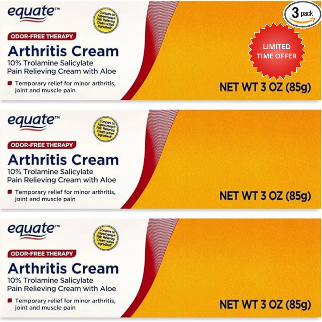 Equate Arthritis Cream, 10% Trolamine Salicylate with Aloe, 3 oz (3 Pack)