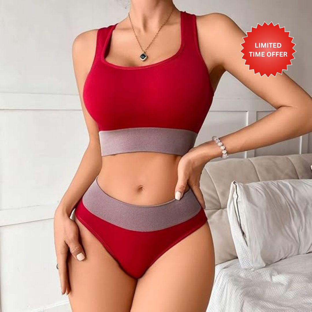 Blazeeria & Co Women Seamless Breathable Bras and Panties Sports Bikini Set - Yoga Sport Lingerie Set