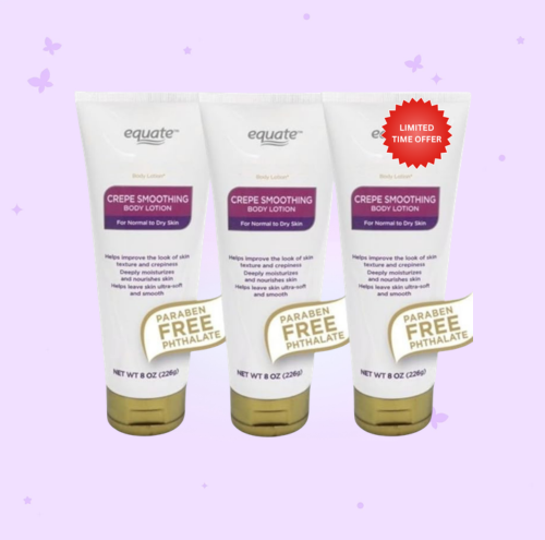 Equate Crepe Smoothing Body Lotion for Normal to Dry Skin, Paraben Free, 8 oz, 3 Pack
