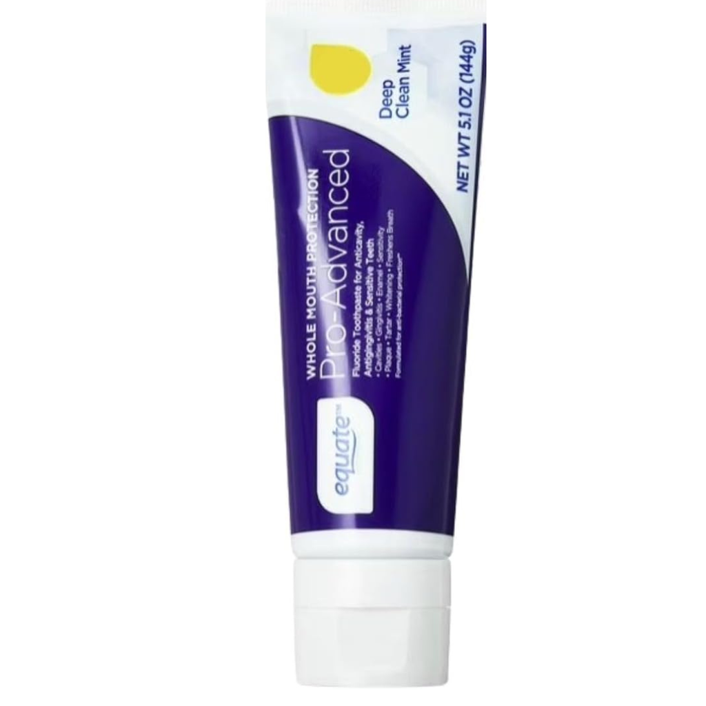 Equate Pro-Advanced Whole Mouth Protection Fluoride Toothpaste, Deep Clean Mint, 5.1 oz, 2 Pack