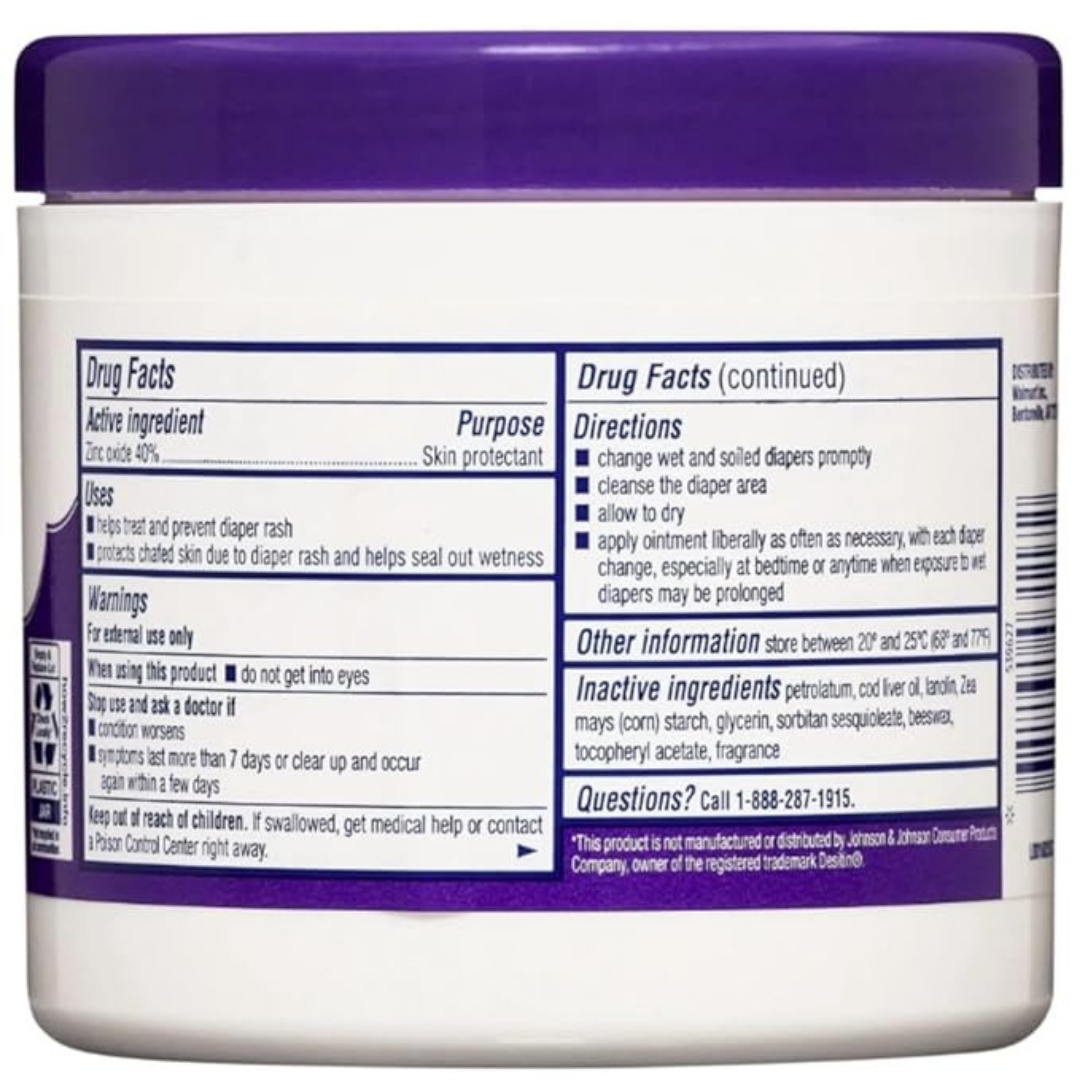 Equate Diaper Rash Ointment, 40% Zinc Oxide Skin Protectant, Paraben Free, Hypoallergenic, 16 oz, 3 Pack