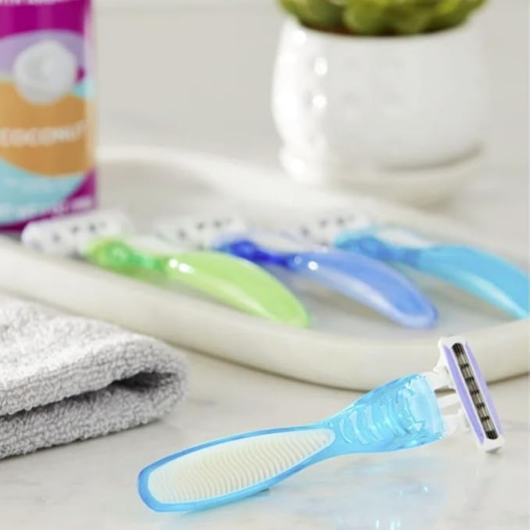 Equate 4 Blade Disposable Razors for Women, Vitamin E Lubricating Strip, Pivoting Head, 6 Count, Value Pack (2 PACK)