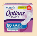 Equate Options Women's Incontinence Pads, Moderate Absorbency, Long Length (60 Count)