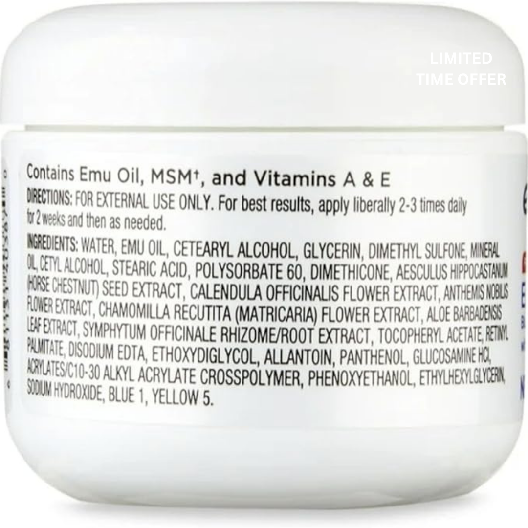Equate Emu Oil Cream Blue Topical Rub, 4 oz, (2 Pack)