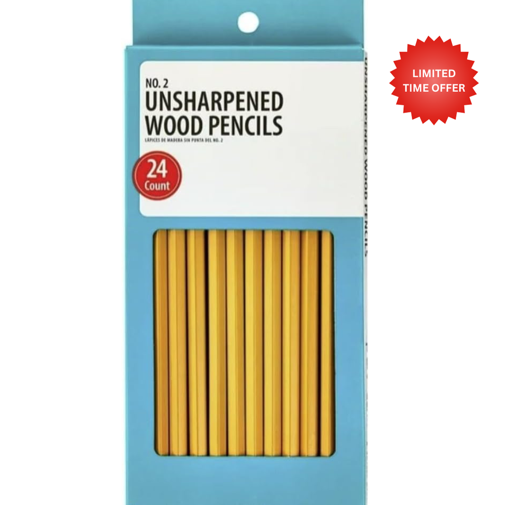 Wood-Cased Pencils, Unsharpened, 2 HB Soft, Yellow, 8 Pack (192 Count)