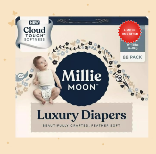 Millie Moon Luxury Disposable Diapers COUCHES DE Luxe (88 Diapers (9lbs-18lbs)